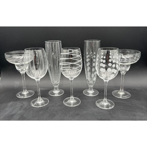 Margarita Glasses by Mikasa in Pattern Cheers Set of 2 Swirl & Bubbles - Picture 4 of 5